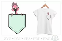 Flamingo Peeking From Pocket SVG, Pocket Animal SVG Product Image 1