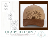 Peonies Baseball Cap Hat Burning Design Product Image 3
