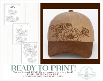 Peonies Baseball Cap Hat Burning Design Product Image 3