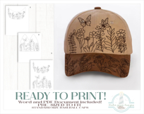 Butterflies and Wildflowers Baseball Cap Hat Burning Design Product Image 3
