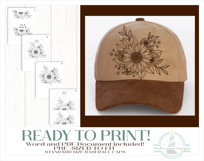 Sunflower Baseball Cap Hat Burning Design Product Image 3