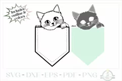 Cat Peeking From Pocket SVG, Pocket Animal SVG Product Image 2