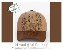 Flamingo and Flowers Baseball Cap Burning Design Product Image 2