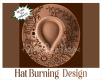 Birdhouse and Flowers Hat Burning Design - For Pyrography Product Image 4