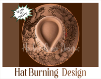 Sea Turtle and Hibiscus Hat Burning Design - For Pyrography Product Image 3