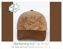 Roses Baseball Cap Hat Burning Design Product Image 4
