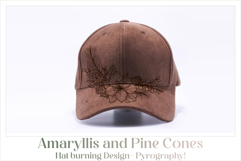 Amaryllis and Pine Hat Burning Pyrography Design Product Image 2