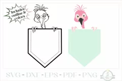 Flamingo Peeking From Pocket SVG, Pocket Animal SVG Product Image 2