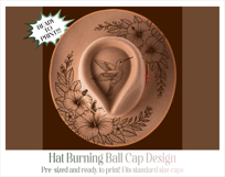 Hummingbird and Hibiscus Hat Burning Design - Pyrography Product Image 4