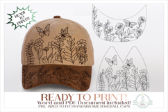 Butterflies and Wildflowers Baseball Cap Hat Burning Design Product Image 1