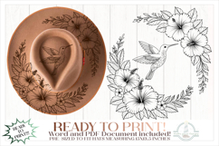 Hummingbird and Hibiscus Hat Burning Design - Pyrography Product Image 1