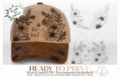 Bee Kind Bees and Daisies Baseball Cap Hat Burning Design Product Image 1