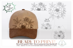 Peonies Baseball Cap Hat Burning Design Product Image 1