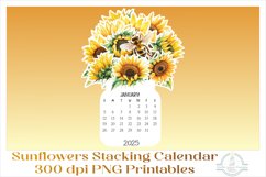 2025 Sunflowers Calendar Desktop PNG, Print Then Cut files Product Image 5