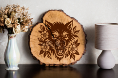 Floral Wolf SVG | Aggressive Wolf Head with Flowers Product Image 2