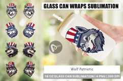 Glass Can Wolf Patriotic Product Image 1