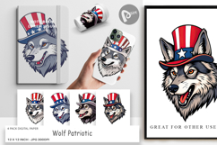 Digital Paper Wolf Patriotic Product Image 1