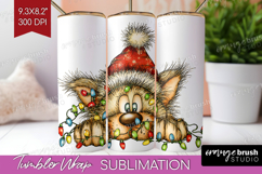 Wolf Tangled In Christmas Lights Tumbler Wrap Funny Xmas PNG Product Image 1
