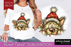 Wolf Tangled In Christmas Lights Round Tshirt Background Product Image 1