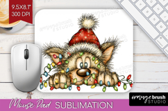 Wolf Tangled In Christmas Lights Mouse Pad Sublimation Funny Product Image 1
