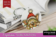 Wolf Tangled In Christmas Lights Keychain PNG Funny Xmas Product Image 1