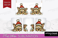 Wolf Tangled In Christmas Lights Mug Wrap Funny Xmas Mug PNG Product Image 1