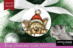 Wolf Tangled In Christmas Lights Ornament PNG Funny Xmas PNG Product Image 1