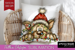 Wolf Tangled In Christmas Lights Pillow Sublimation Funny Product Image 1