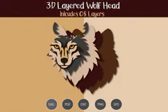 3D Layered Wolf Head SVG Product Image 3