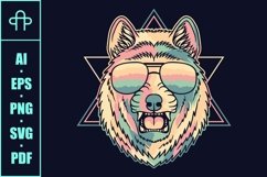 Wolf angry colorful wearing a eyeglasses vector illustration Product Image 3