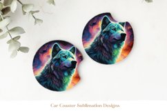 Wolf Car Coasters  Watercolor Wolf Sublimation Coasters Png