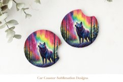 Wolf Car Coasters  Watercolor Wolf Sublimation Coasters Png