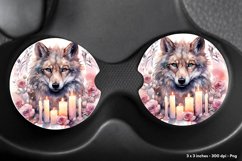 Wolf Car Coasters  Watercolor Wolf Sublimation Coasters Png
