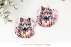 Wolf Car Coasters  Watercolor Wolf Sublimation Coasters Png