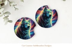 Wolf Coasters Png | Watercolor Wolf Car Coasters Sublimation