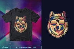 Wolf colorful wearing a eyeglasses vector illustration Product Image 1
