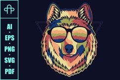 Wolf colorful wearing a eyeglasses vector illustration Product Image 3