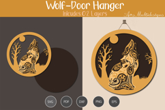 Wolf Door Hanger Laser cut Product Image 1