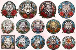 Watercolor Wolf Flower Stained Glass Clipart Bundle Product Image 2