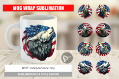 Mug Wrap Wolf 4th of July Product Image 1
