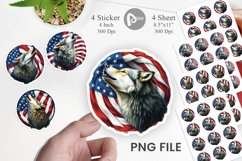 Wolf 4th of July Sticker Product Image 1
