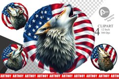 Wolf 4th of July Clipart Product Image 1