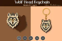 Wolf head keychain SVG Product Image 1