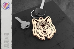 Handmade Style Wolf Keychain SVG, Laser Cut Engraved Charm Product Image 1
