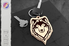 Mystic Wolf Head Laser Cut File, Tribal Style Keychain Product Image 1