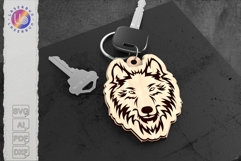 Cool Wolf Keychain SVG for Laser Cutting, Layered Animal Product Image 1