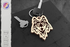 Funny Wolf Keychain SVG for Laser Cutting, Two Layer Product Image 1