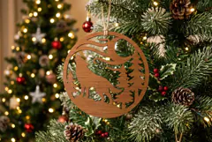 Wolf Moon Christmas Ornament SVG, Holiday Laser Cut File Product Image 2