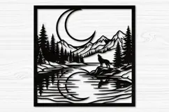 Wolf Mountain Lake Scene Laser Cut Svg Product Image 2