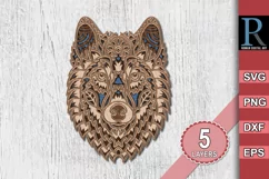 Mandala Wolf Multilayered SVG, Wolf Cricut SVG PNG file Product Image 1
